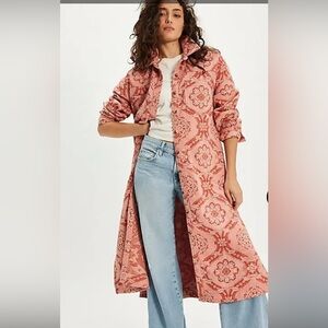 NWT We The Free People Brick Lane Jacquard Maxi Jacket Pink XS